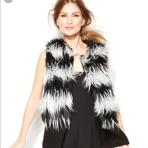 Vince Camuto Faux Fur Cardigan Sweater Vest XS - Picture 1 of 9